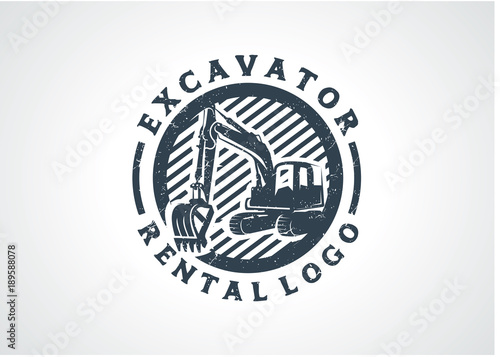 Excavator Rental Logo Template Design Vector, Emblem, Design Concept, Creative Symbol, Icon photo