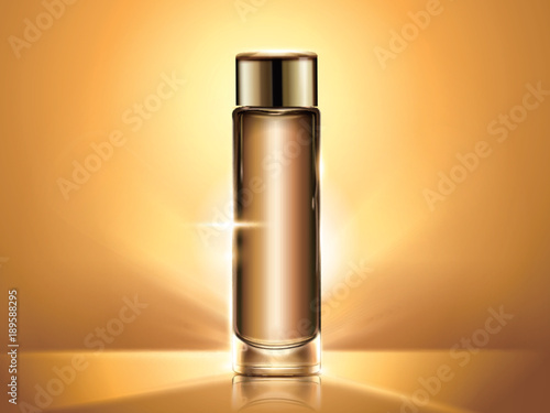 Golden toner bottle mockup
