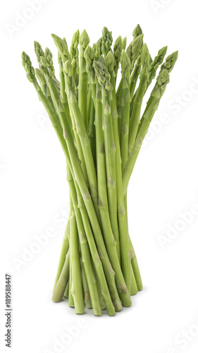 Fresh asparagus bunch isolated on white background