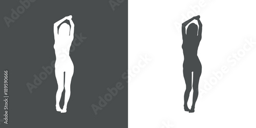 Icono plano silueta chica desnuda de pie gris y blanco