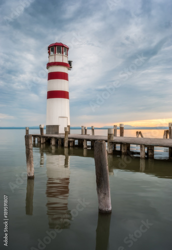 Lighthouse at Sunset in Podersdorf at Neusiedl Lake, Austria