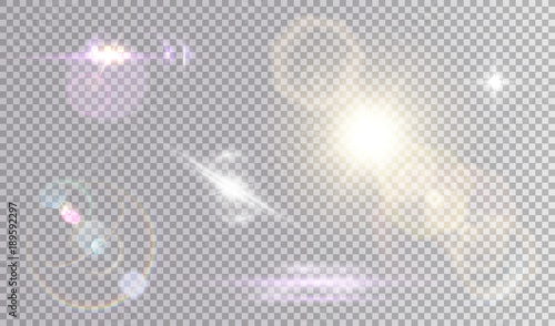 Colorful set of lens flare effects