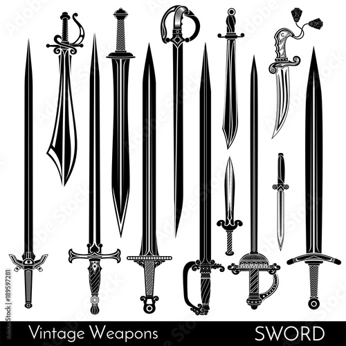 Big set of different vintage steel arms isolaten on white