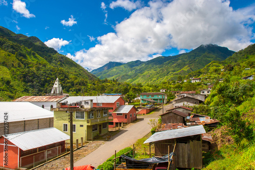 Anda Mountains. Settlement in the mountains of the Andes. Settlement in Ecuador. Mountain settlements in the mountains. Ecuador mountains of the Andes.