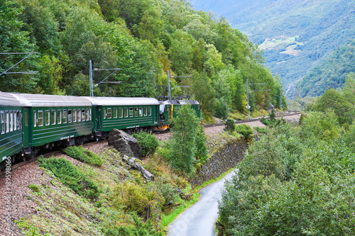 By the train across Scandinavian mountains