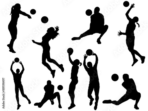 Set of  Volleyball player silhouette