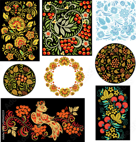 Russian folk ornaments. set