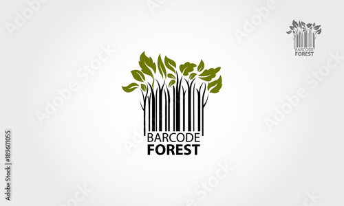 Barcode Forest Vector Logo Template. Forest logo symbol stylized as barcode. Barcode Finder Vector Logo is a designed for Any types of companies. It is made by simple shapes and looks professional.