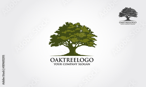 Fotografiet Oak tree logo illustration. Vector silhouette of a tree.