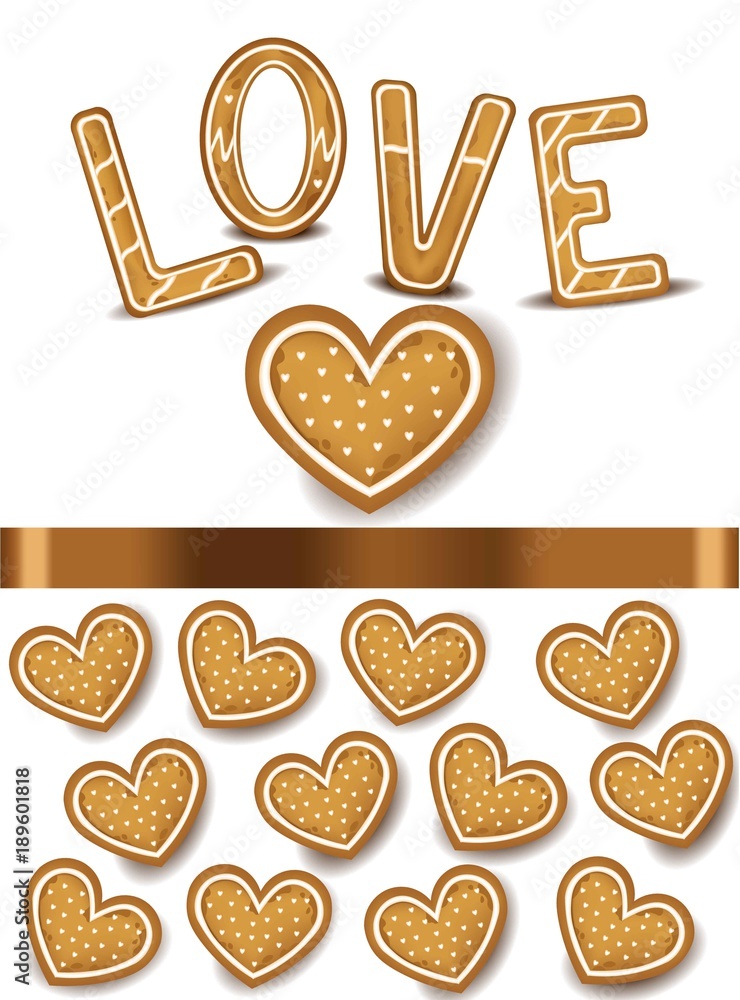 Heart shape cookies Vector realistic Heart shape cookies Vector realistic