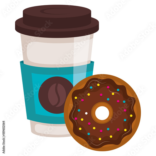 coffee in plastic cup with donut