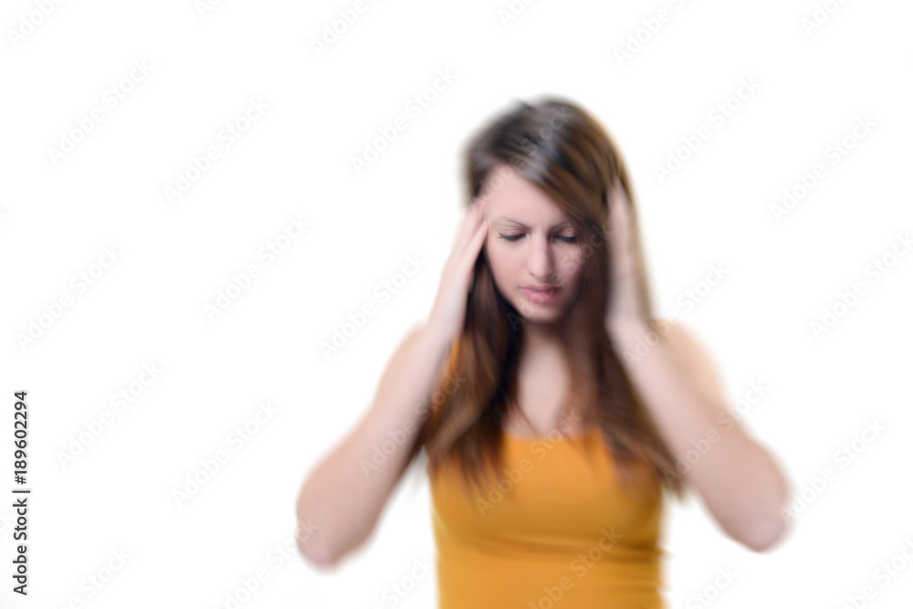 Young beautiful woman with severe headache Young beautiful woman with severe headache