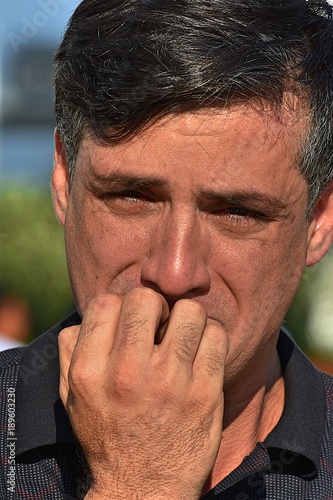 Middle Aged Colombian Male Afraid