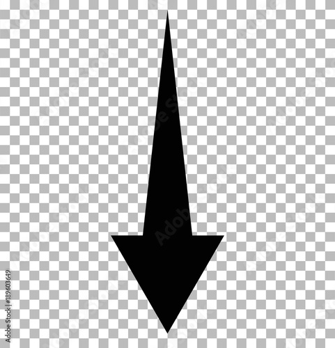 black down arrow on tramsparent. down arrow.  black down arrow sign.