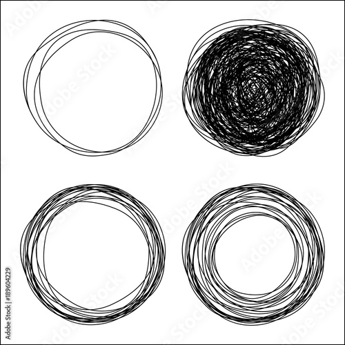Hand drawn scribble circles, vector logo design elements