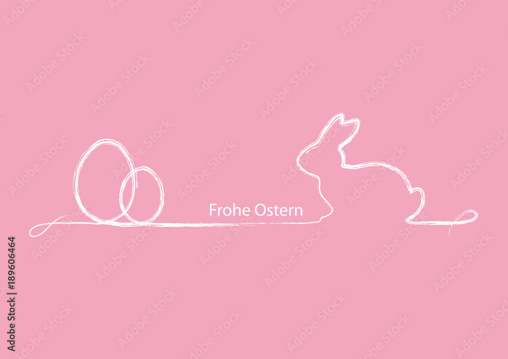 Easter eggs & Easter bunny calligraphy pink greeting card 
