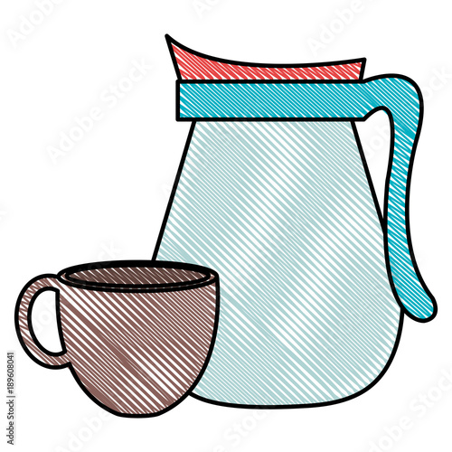 kettle with coffee cup hot icon