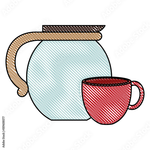 kettle with coffee cup hot icon