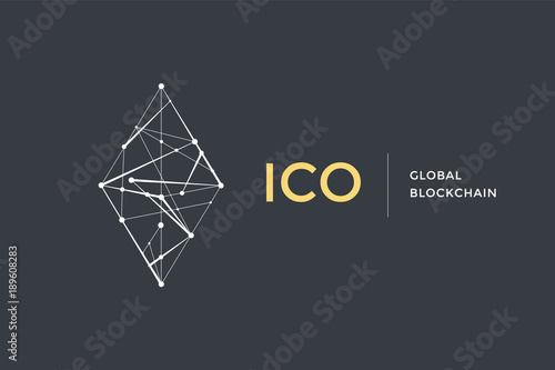 Template logo for blockchain technology. Circle with connected lines for brand, logo, logotype of smart contract block symbol. Design for decentralized transactions and cryptocurrencies network