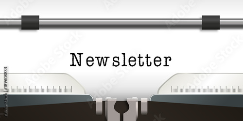 Newsletter - infos - information - message - news - publicité - blog - concept - e-business - machine à écrire