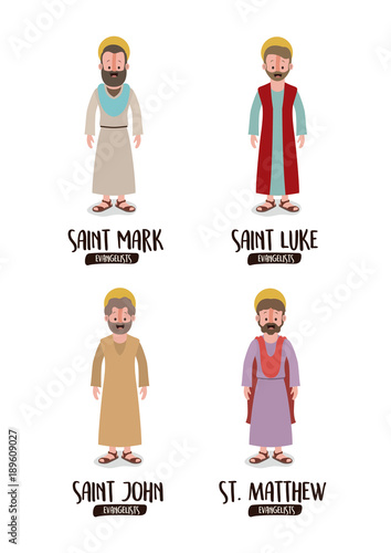 background with the evangelists saint mark saint luke saint john saint matthew in colorful silhouette vector illustration
