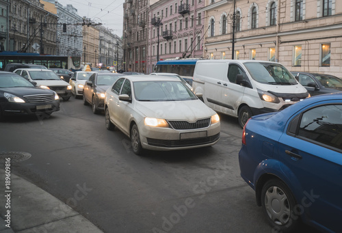 Big traffic jam in the city. © M-Production