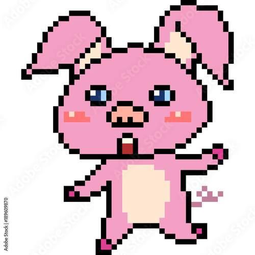 vector pixel art pig kid