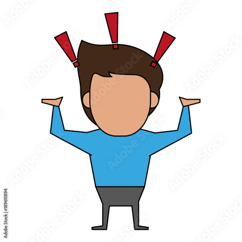 Man surprised with hands up icon vector illustration graphic design