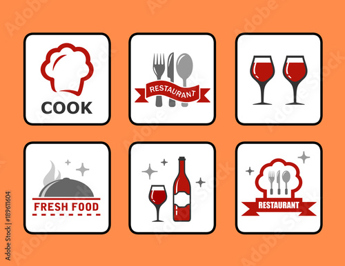 concept restaurant icons set