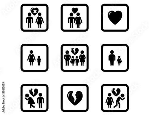 people divorce concept icons set