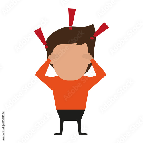 Man surprised with hands up icon vector illustration graphic design