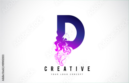 D Purple Letter Logo Design with Liquid Effect Flowing