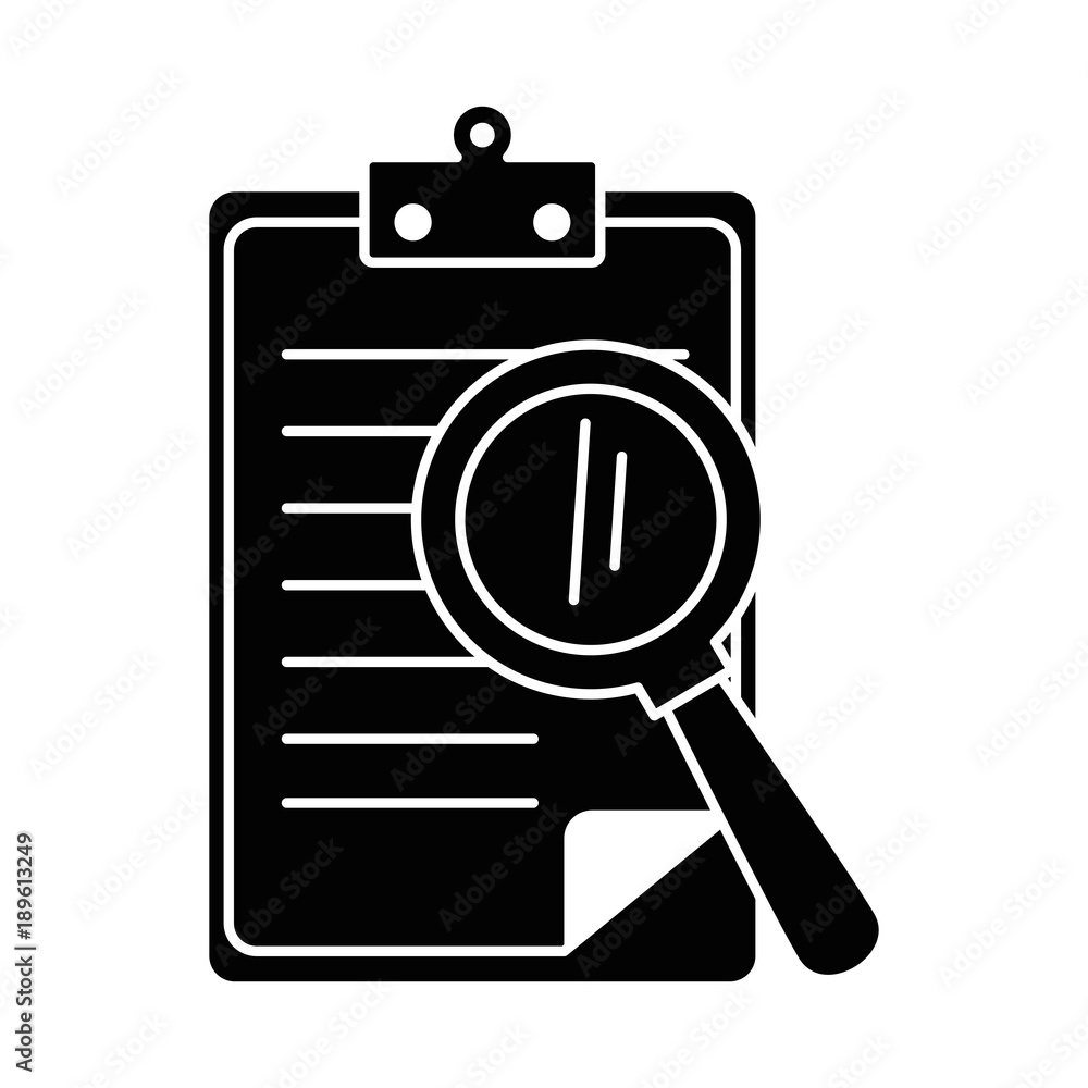 clipboard document with magnifying glass clipboard document with magnifying glass