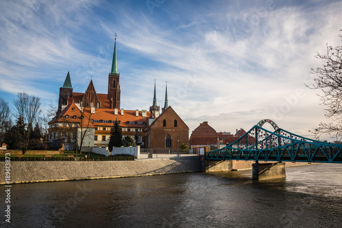 Tumski island and Odra river in Wroclaw, Silesia, Poland