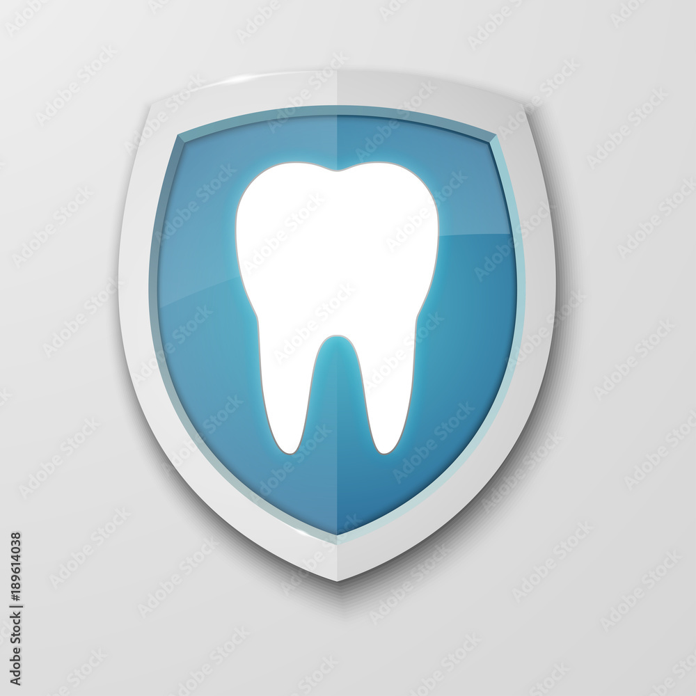 Vector badge of dental clinic. Security label. Health sign. Safeguard sign Vector badge of dental clinic. Security label. Health sign. Safeguard sign