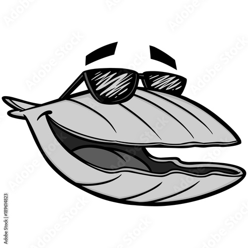 Clam with Sun glasses Illustration - A vector cartoon illustration of a Clam with Sun glasses.