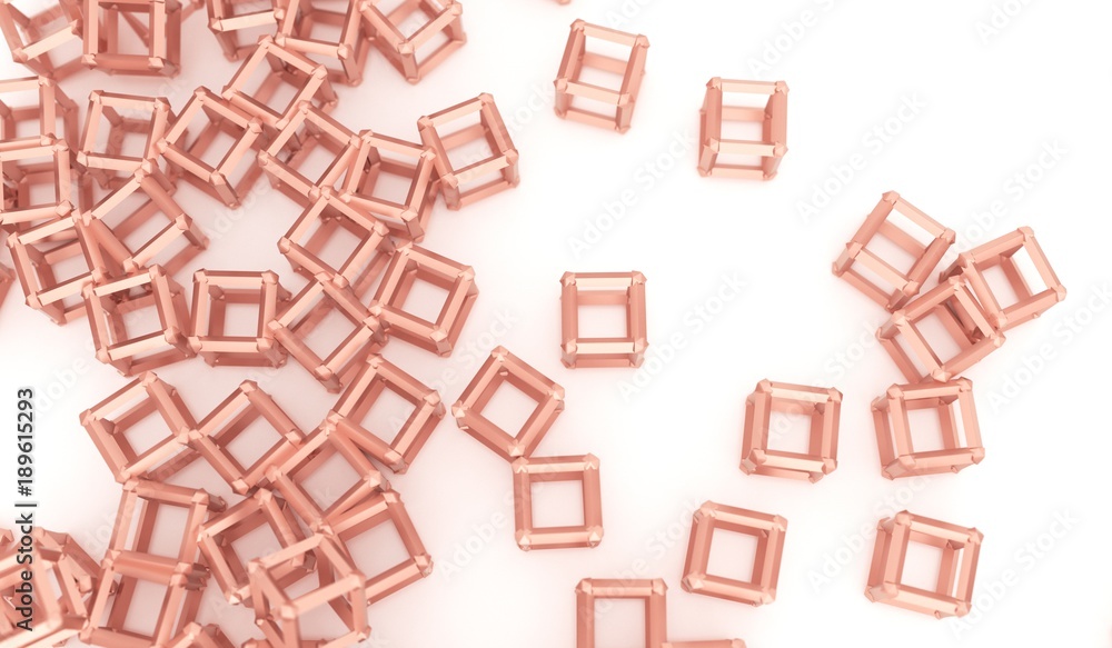 3D Rendering Of Abstract Chaotic Cube Connections Grid Background