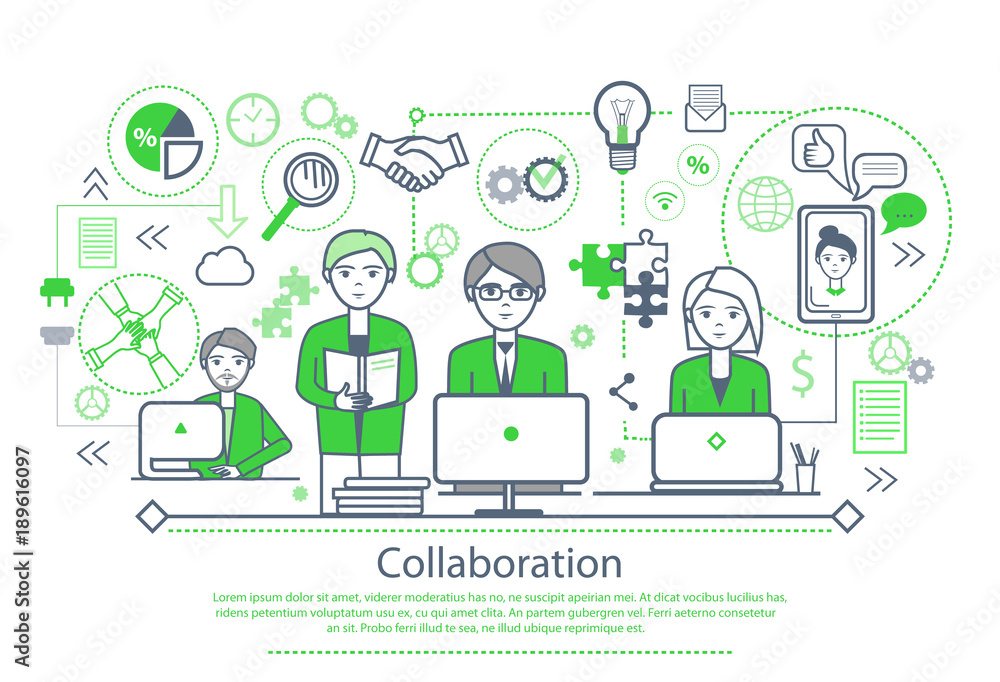 Collaboration Poster with Text Vector Illustration Collaboration Poster with Text Vector Illustration