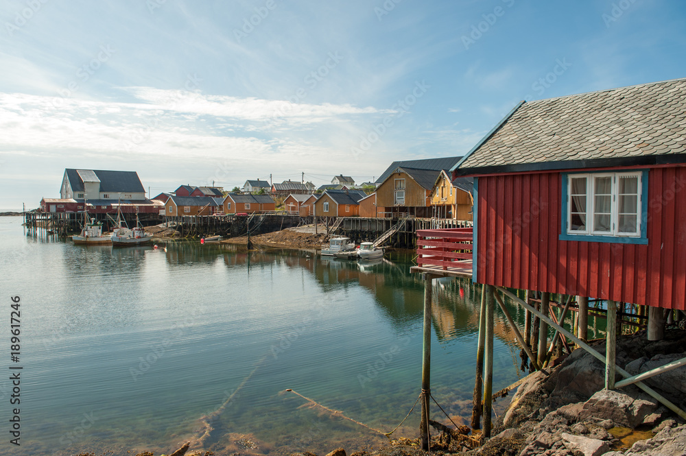 Tind fishing village on Lofoten islands in northern Norway. Tind is a picturesque fishing village and a popular travel destination.