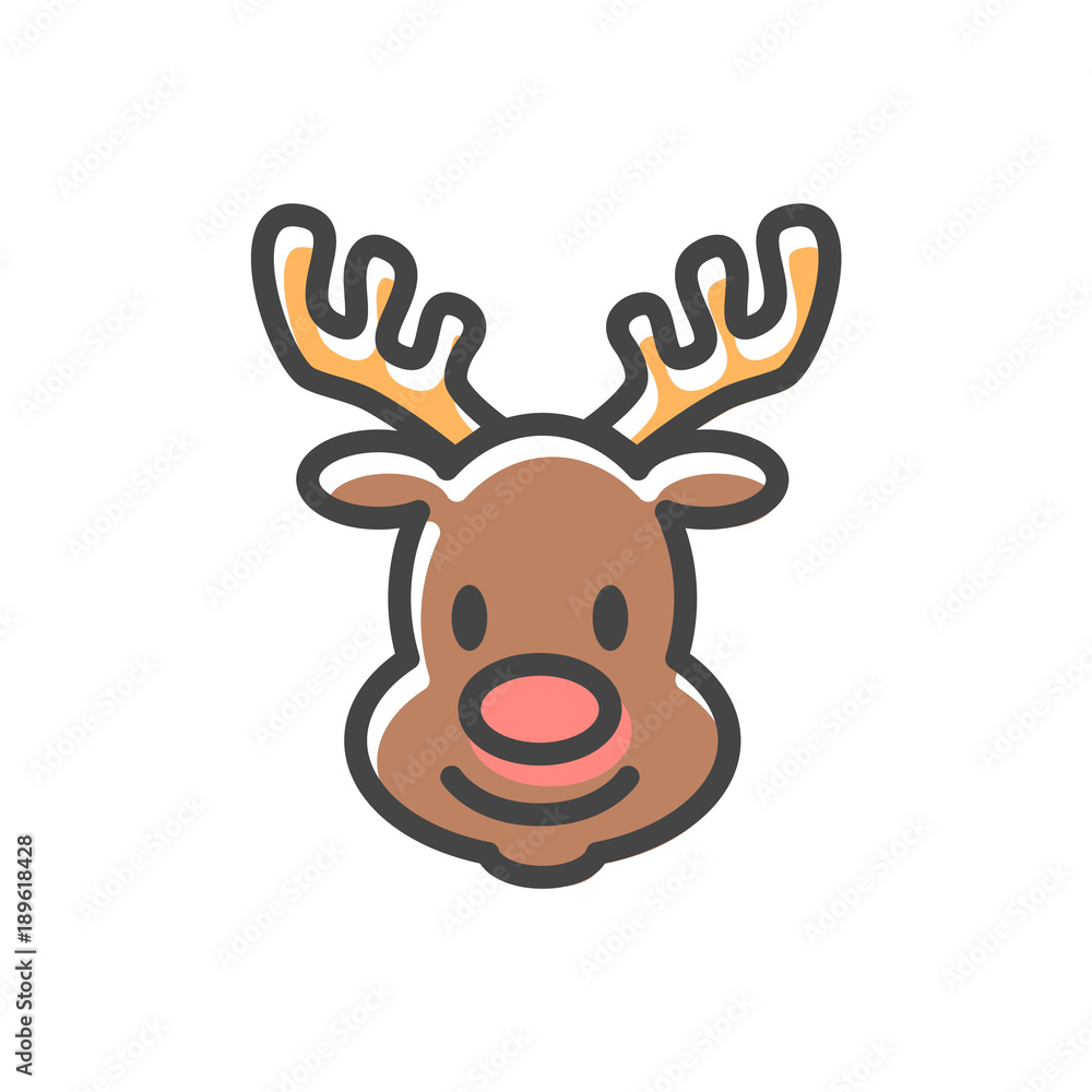 Reindeer Head Christmas Icon Vector Illustration Reindeer Head Christmas Icon Vector Illustration