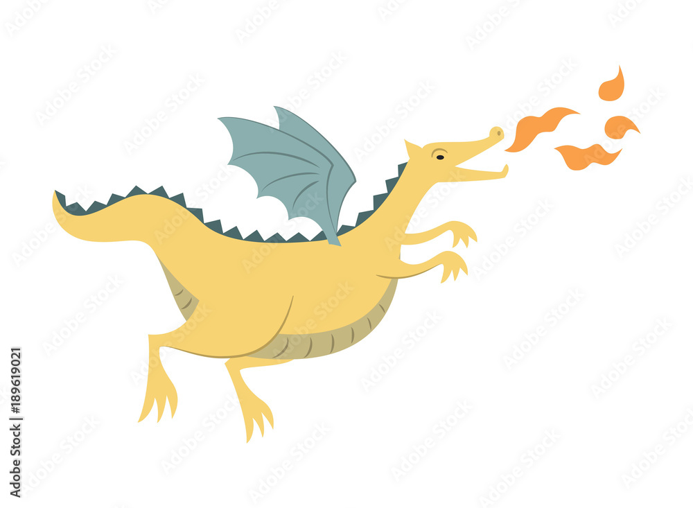 Cartoon dragon on white background. Cartoon dragon on white background.