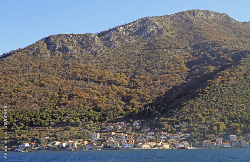 small village Lepetane on bay of Tivat