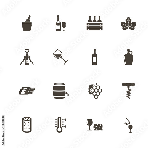 Wine icons. Perfect black pictogram on white background. Flat simple vector icon.