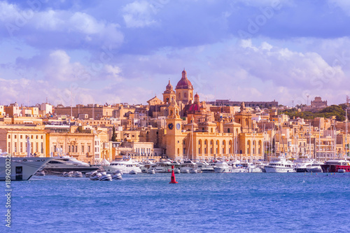 Malta Birgu Vittoriosa Marina Harbor Port Docks Waterfront yacht  marina clocktower  naval museum