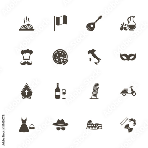 Italian icons. Perfect black pictogram on white background. Flat simple vector icon.