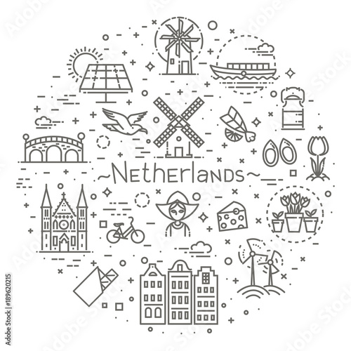 Holland flat icons set