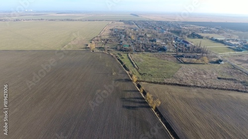 Village Elitnyy Krasnoarmeyskiy District, Krasnodar Krai, Russia. Flying at an altitude of 100 meters. The ruin and oblivion. photo