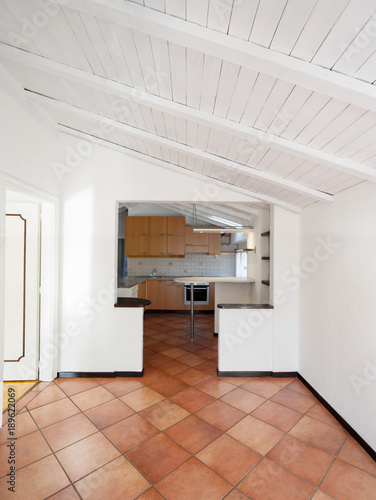 Vintage wooden kitchen and stools