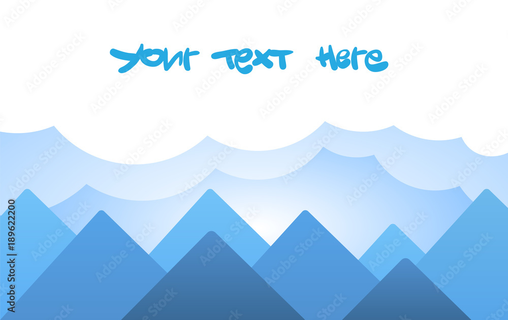 Vector illustration with mountains, clouds and space for text Vector illustration with mountains, clouds and space for text