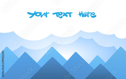 Vector illustration with mountains, clouds and space for text